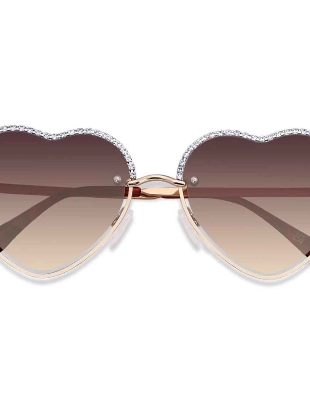 Trendy Heart-Shaped Metal Frame Sunglasses - Rhinestone Accents & UV400